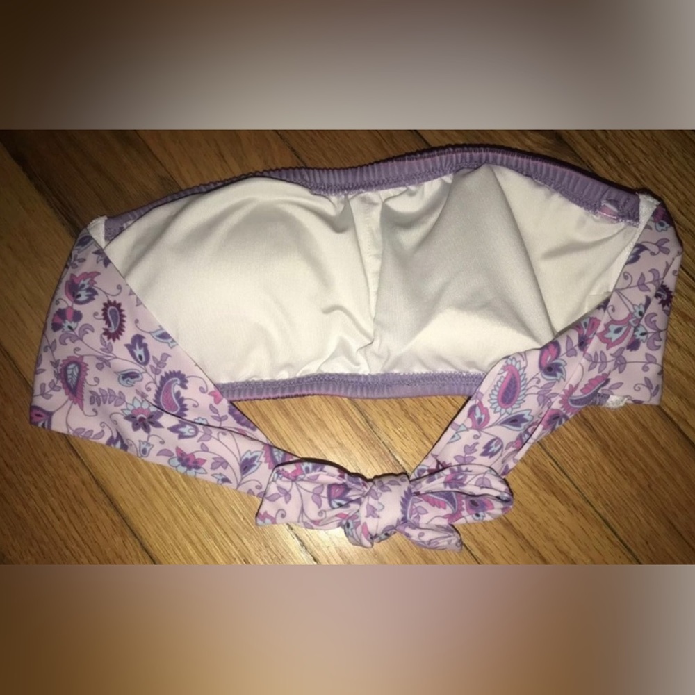 Victorias Secret Purple Floral Paisley Tube Bandeau Swimsuit Bathing Suit Bikini - Picture 5 of 7